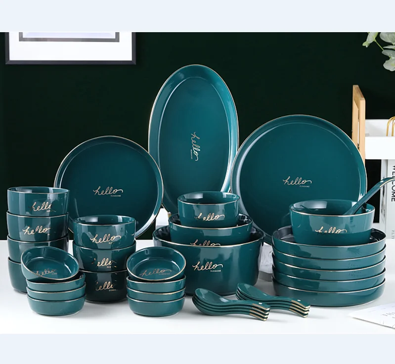 36pcs Bone China Dinner Set Crockery Dinnerware Sets Luxury Set Dinner For 8 Person