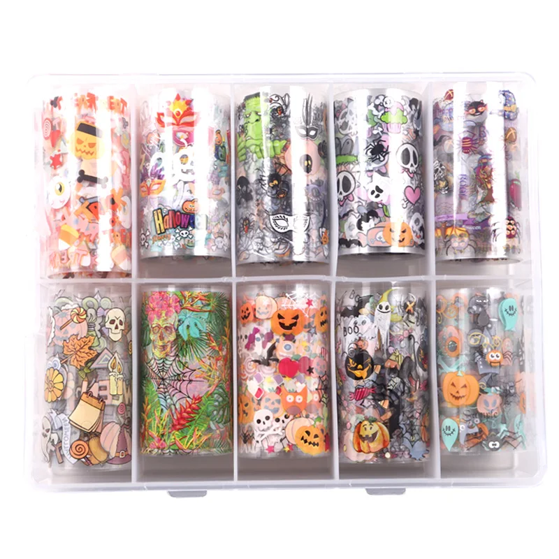 TSZS China Factory Supply Halloween Nail Foil For Nail Art Transfer Decals 4*100cm Decoration Ghost Nail Art