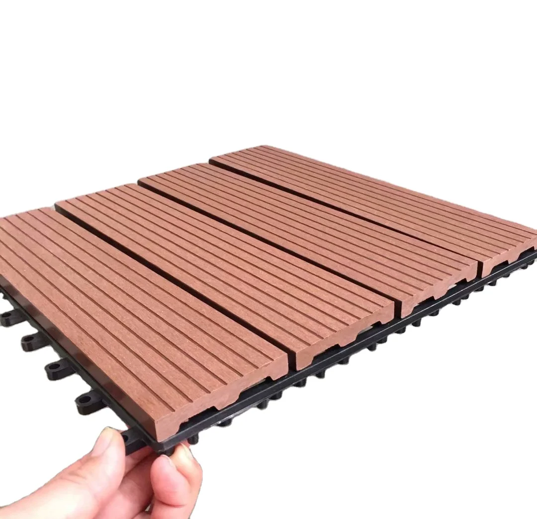 WPC 3 Panel Tile Flooring Interlocking Tiles Solid Panel Outdoor Decking Waterproof High Quality Tiles