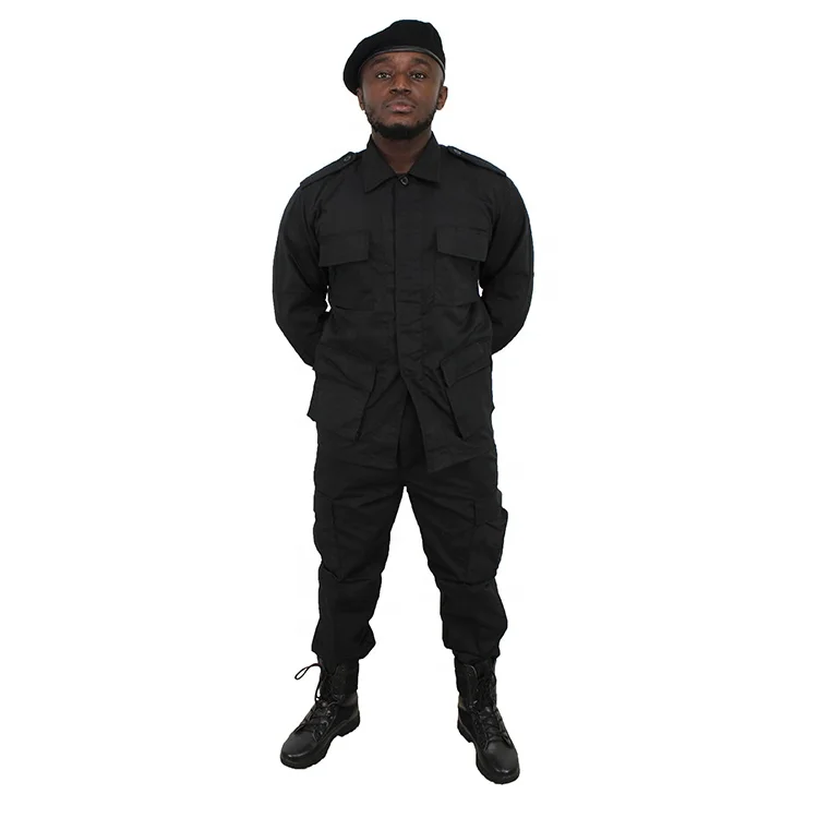 
Mens Black Poly/Cotton Military Army Fatigues Work Utility Uniform Cargo BDU Pants with Pin 