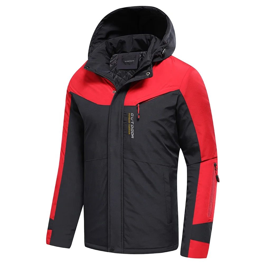 Custom Logo Bubble Parka Jacket waterproof Winter Windbreaker Hood Coat ski Outdoor Men Jacket with Zipper