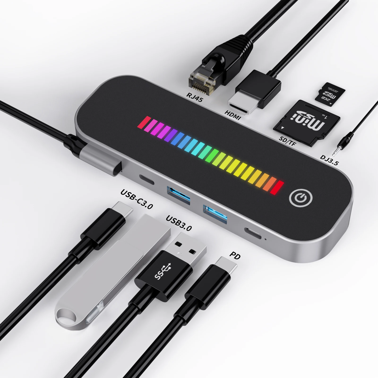 vga hdmi port 4k 30hz VGA rj45 10 in 1 usb c hub use together with mouse pad rgb rgb mouse pc case gaming with rgb fans