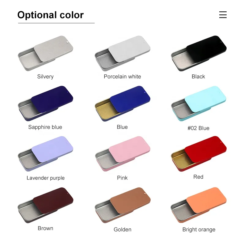 Empty Solid Perfume Lip Balm Metal Slide Tin Cosmetic Containers Small Sliding Lid Mint Candy Sweet Sliding Tin Box