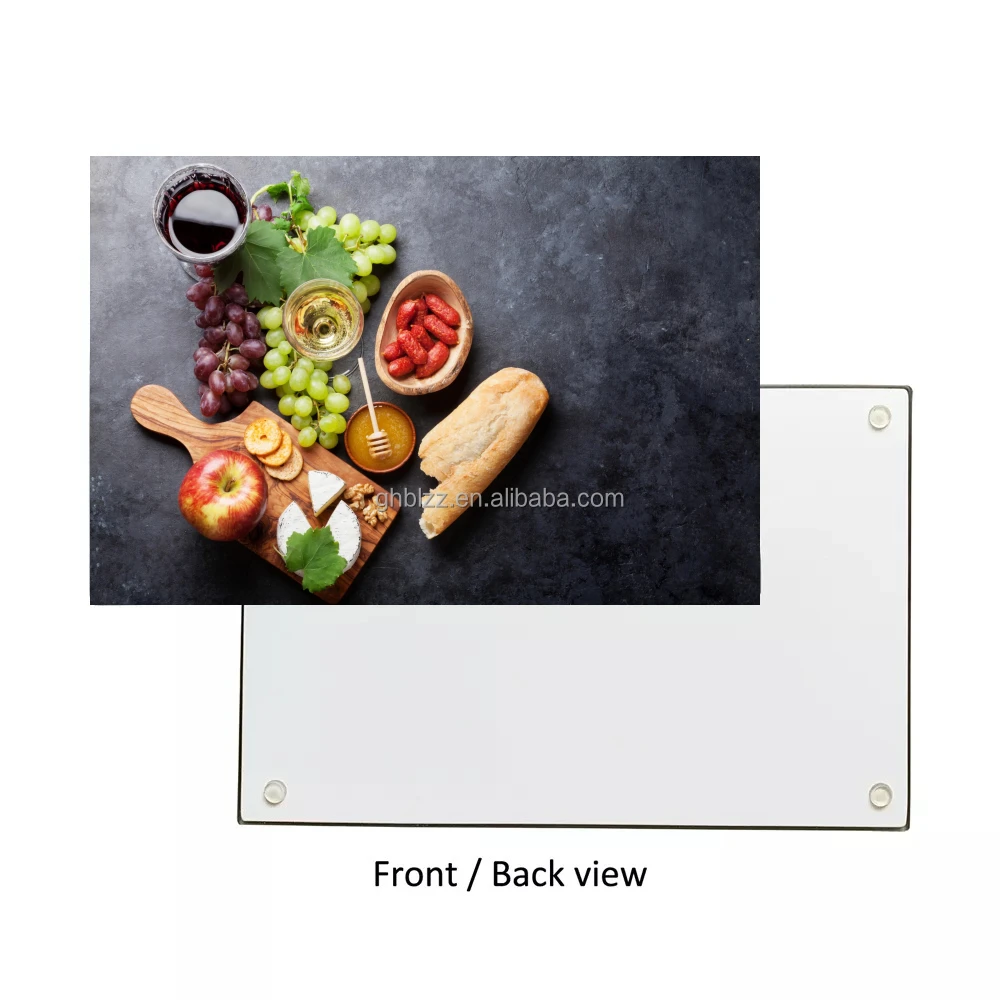 Sunmeta Custom Tempered Sublimation Chinchilla Glass Cutting Board for Kitchen
