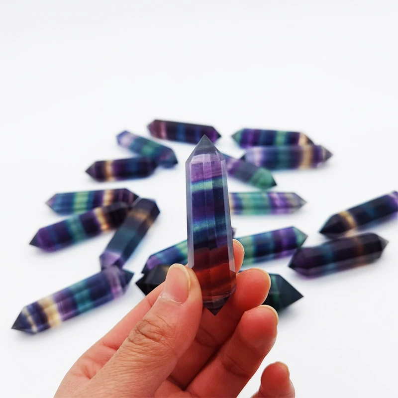 Hot Sale Rainbow Fluorite Crystals Healing Stones Small Quartz Points For Fengshui