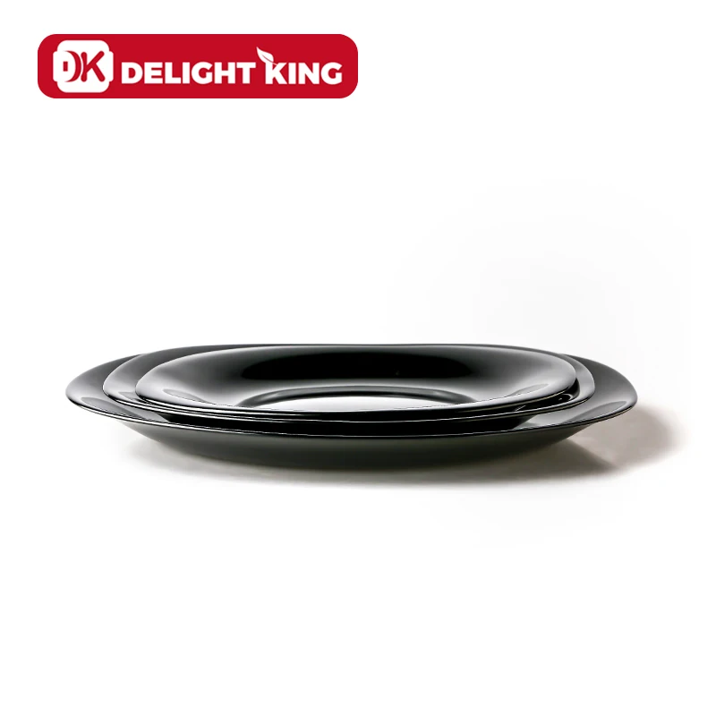 Square shape Black colored Opal Glass Dinner Plates Home tableware dishwasher safe Opal Glassware Serving fruits plates