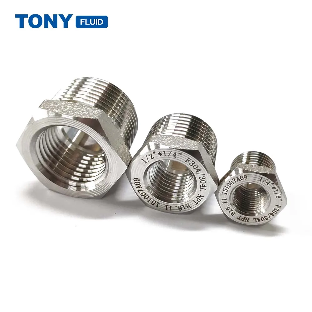Hex Head Stainless Steel Bushing Reducer NPT BSP G Thread Female to Male Reducing Bushing Pipe Fitting