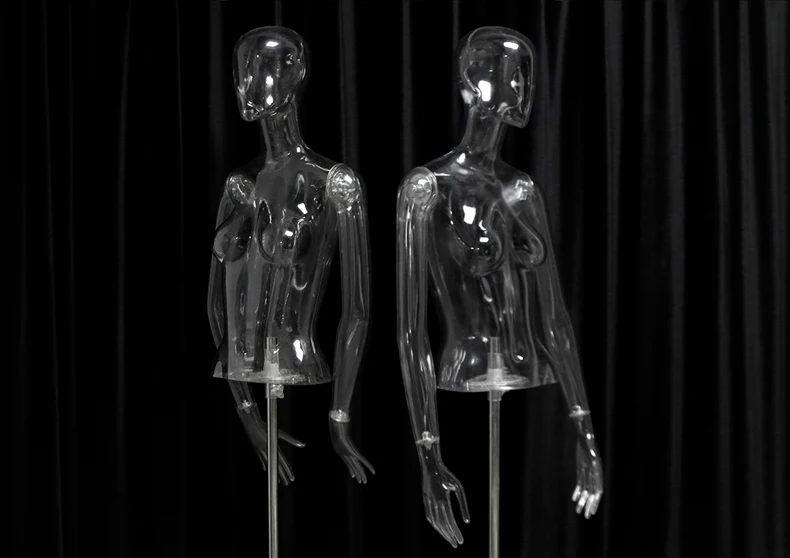 New Design clear Plastic Women Upper Body Transparent Mannequin Torso for Show