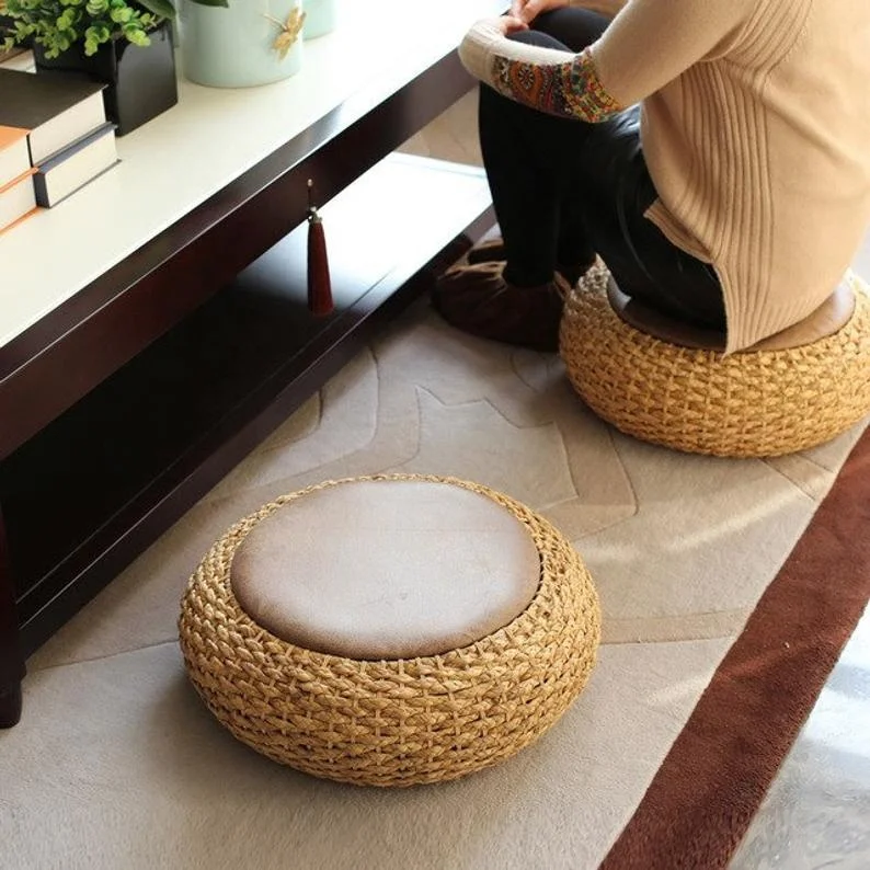 Best Selling Straw Husk Round Tatami Floor Cushion Made in Vietnam Massage Removable and Washable