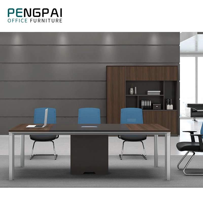 Modular Conference Table Wood Room Desk Modern Office Meeting With Metal Legs