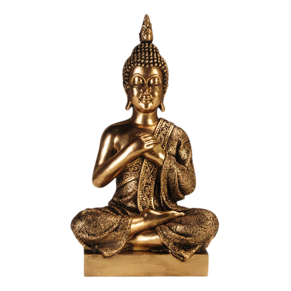 Golden foil thailand sitting buddha statue  home decorations resin figurines resin buddha