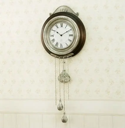 Wall Clock Wood Popular old Style Wooden Antique Decorative Corded Telephone