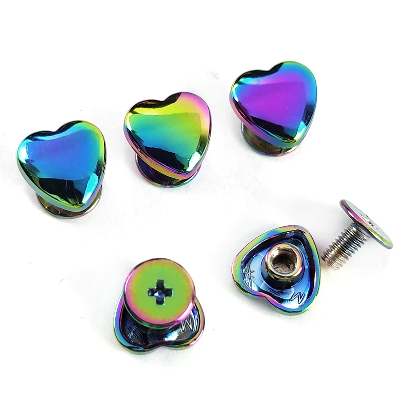 Deepeel KY621 Bag Hardware Handbag Accessories Purse Studs Button Nail Buckle Rainbow Heart Rivet Screw