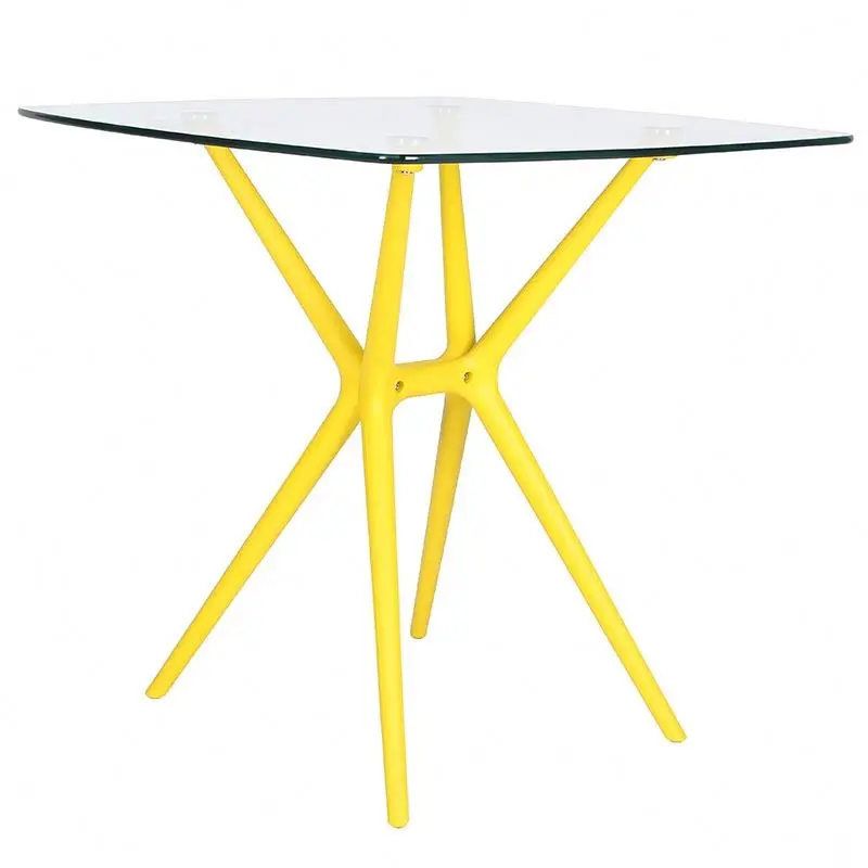 Бесплатный образец, Обеденная Мебель, стеклянный стол, дешевый обеденный стол с пластиковой рамкой, распродажа