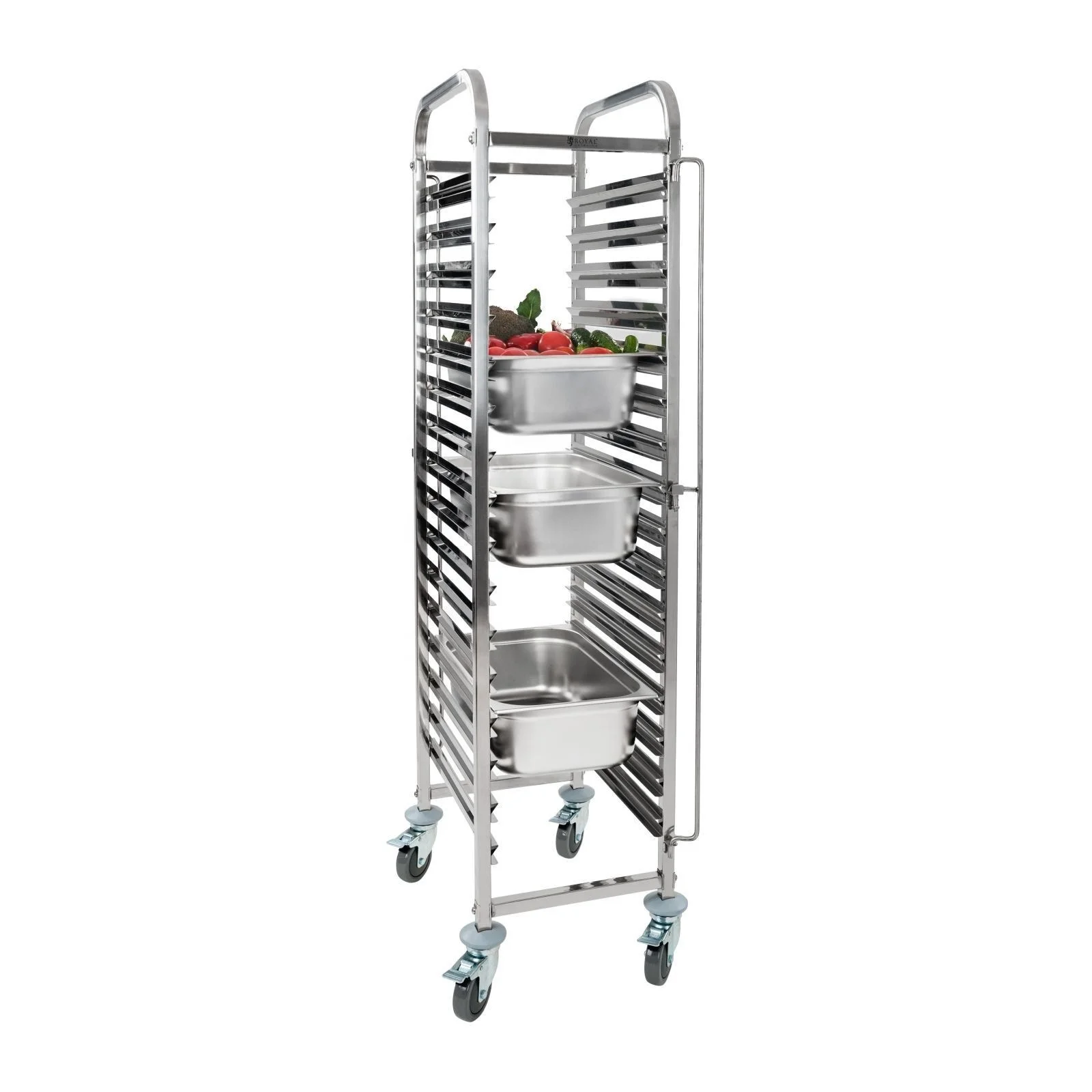 Customizable 304 stainless steel food tray racks ,  trolley tray rack  with wheels , Commercial kitchen baking tray rack trolley