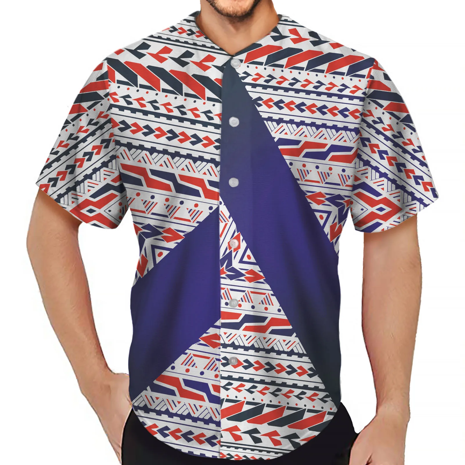 Luxury Polynesian Tribal Mens Buttons T-Shirt 3D Shirt Streetwear Printed Top Tees Hip Hop Custom Made Baseball Jersey T Shirt