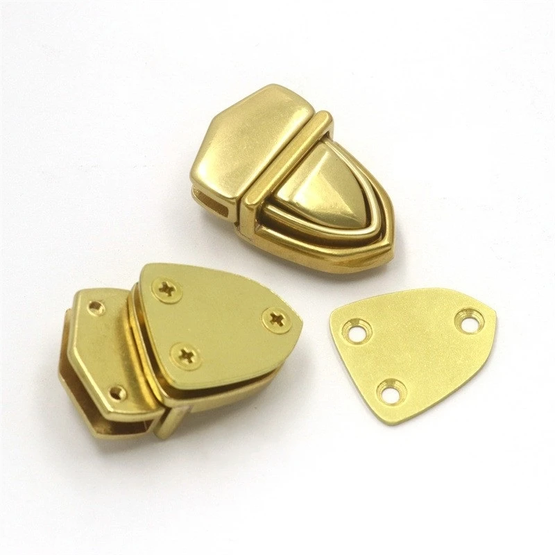 Leather Craft Bags Solid Brass Push Bag Metal Turn Lock Hardware Closure Catch Clasp Buckle Fasteners
