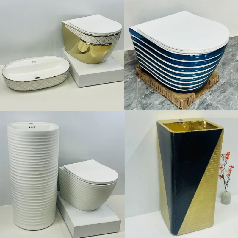 Decorative Africa color porcelain water closet wall hung toilet basin set for bathroom sanitary ware