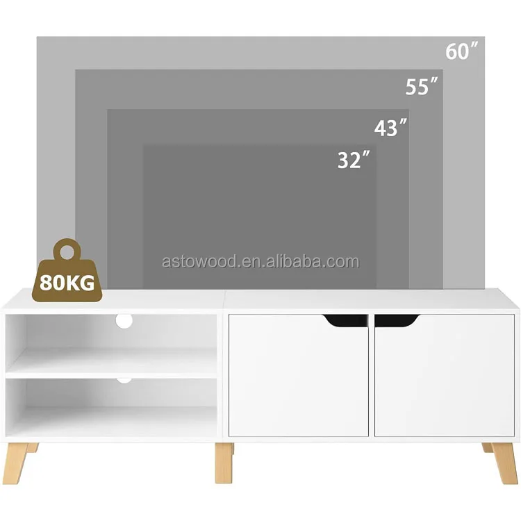 Modern TV Stand for TVs up to 50' Flat Screen, with Storage Shelf, Drawers, Home Entertainment Center, Living Room