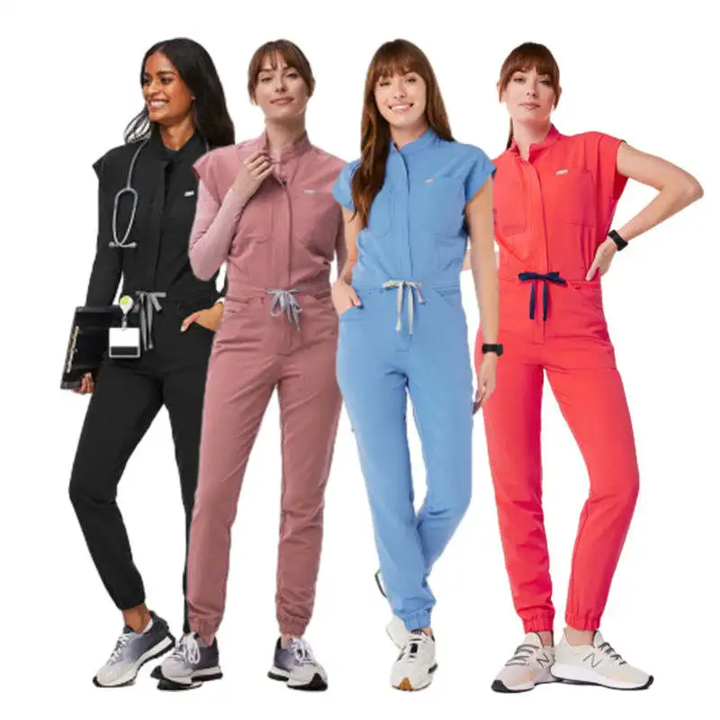 Wholesale Spa Custom Nursing Scrubs Logo Uniforms Sets Women Doctor Medical Uniforms Cargo Scrub Jumpsuit Scrubs Uniforms Sets