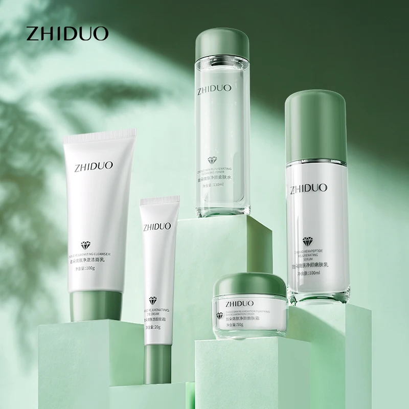 ZHIDUO korean green tea tree Centella asiatica nicotinamide private label brightening skin care set