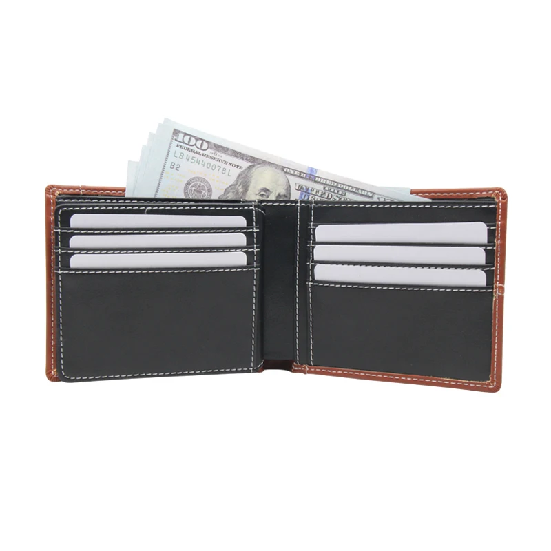 Oil waxy pu leather wallet quality leather id card wallet man manufacturer