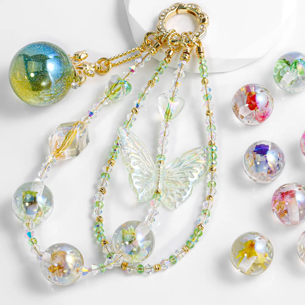 Crystal New Design UV Plating Color 16mm Round Acrylic Beads Wholesale Plastic Loose Beads for DIY Bracelets