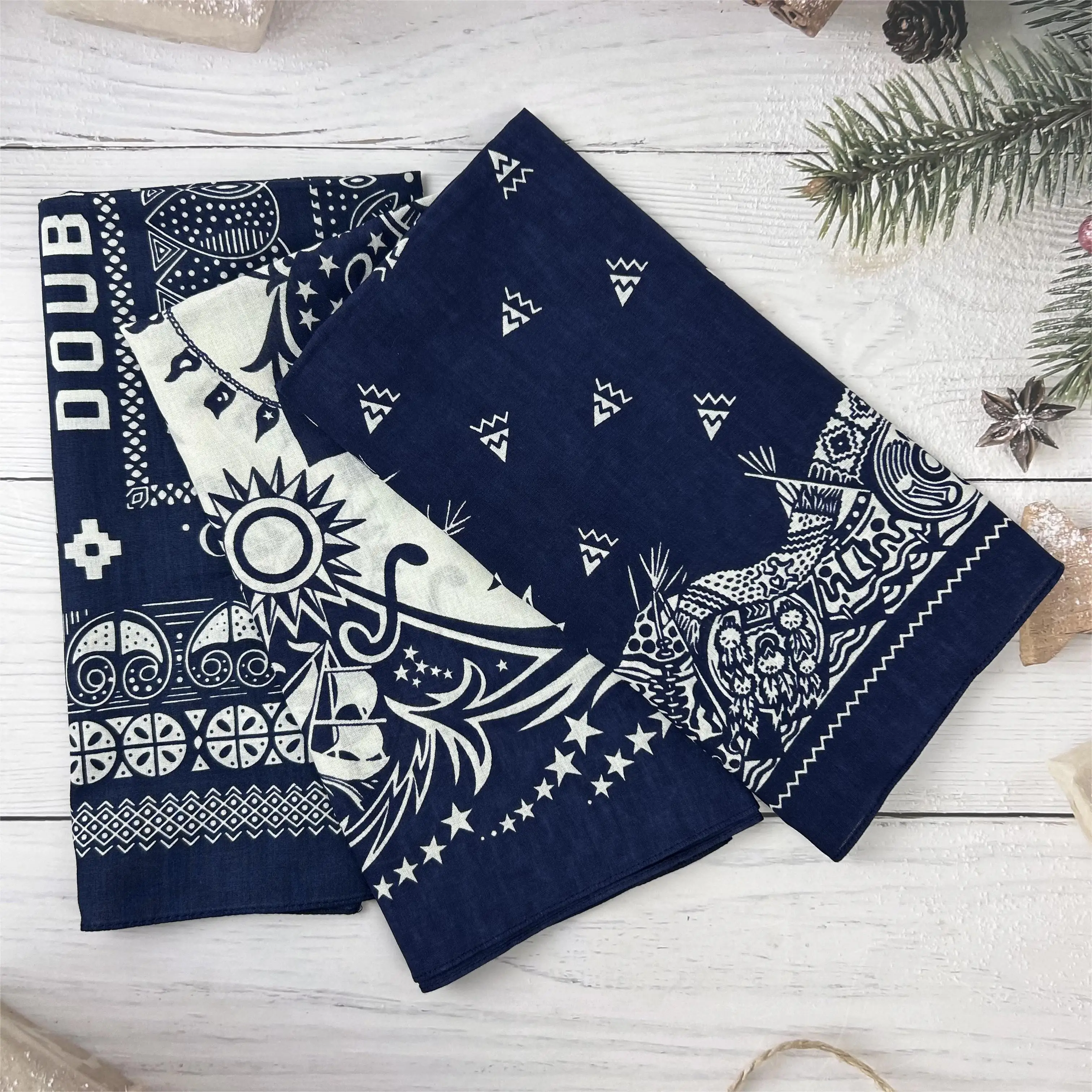 Customized Factory Double Print Bandana Custom Logo Fans Cotton Bandana Square