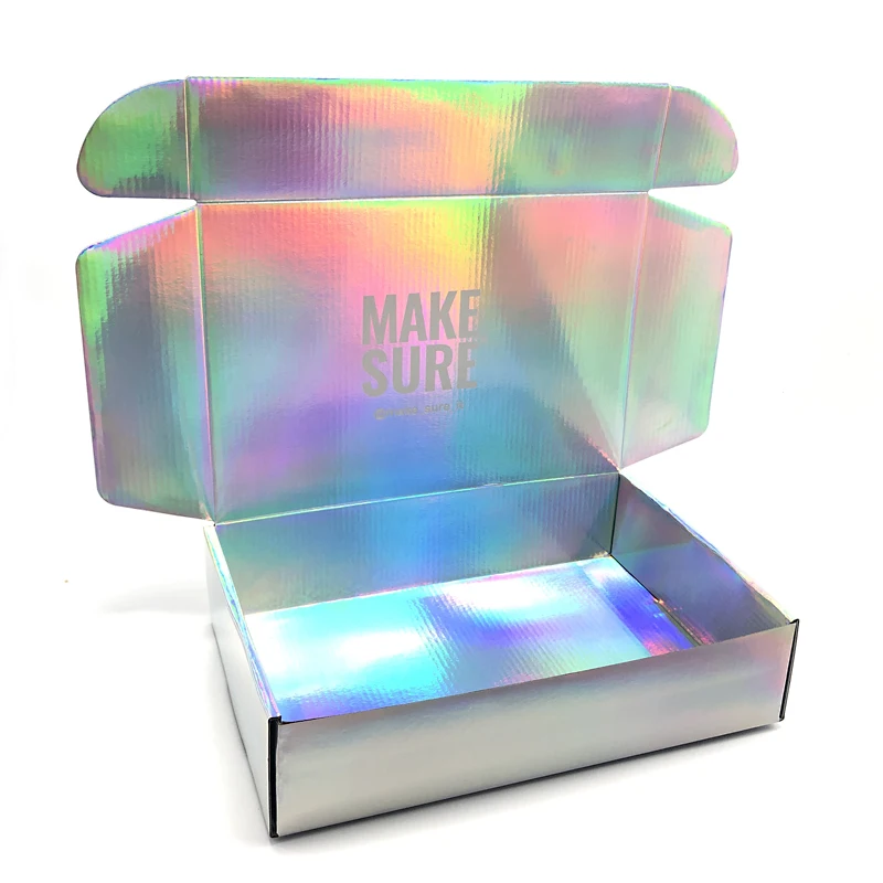 Hologram Shipping Packing Shiny Paper Candle Packaging Boxes 3D Display Holograms Hair Virgin Mailing Printing Gift Hologram Box