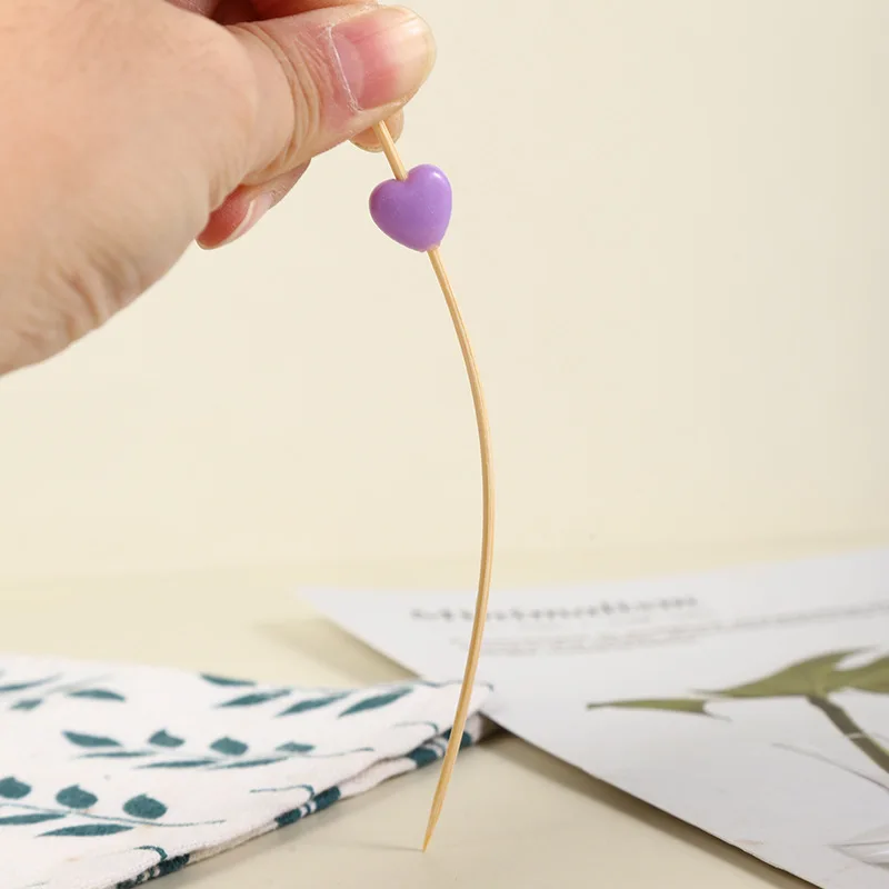 Heart shape cake dessert decorate bamboo sticks high-quality disposable cocktail picks party food skewer fruit bamboo sticks