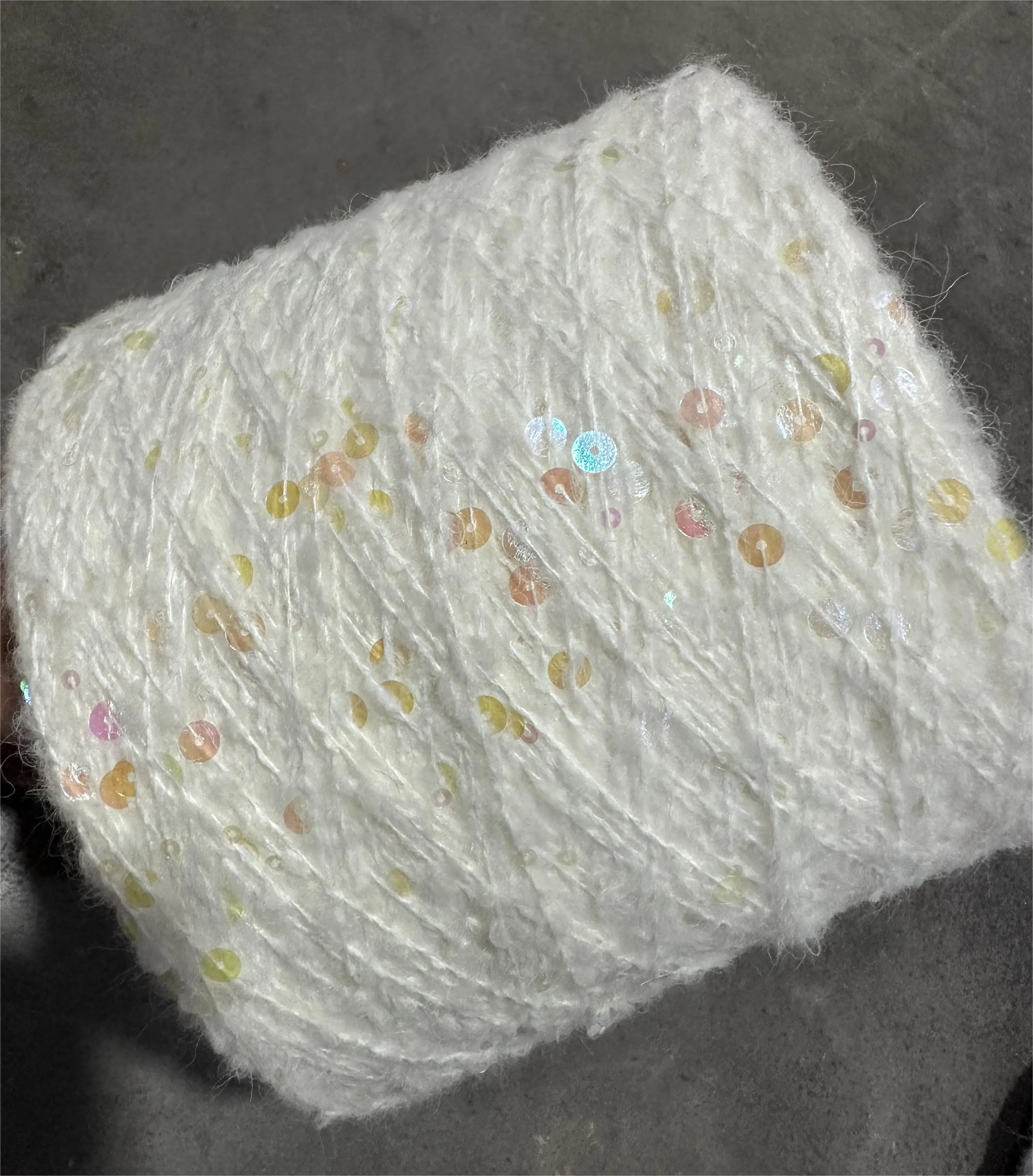 Hot sale 3MM+6MM sequin yarn 100% cotton fancy yarn for hand knitting yarn