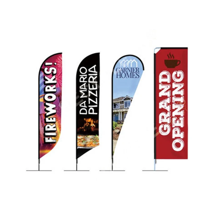 Promotion Advertising Campaign Outdoor Custom Flying Banners Bali Bow Sail Swooper Teardrop Feather Beach Flags With Spike Base