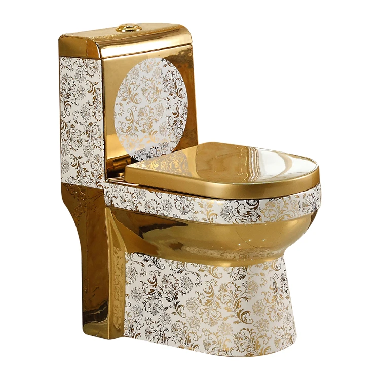 Gold Pattern Commode Toilet Golden Wc One Piece Toilet Commode Gold Toilet