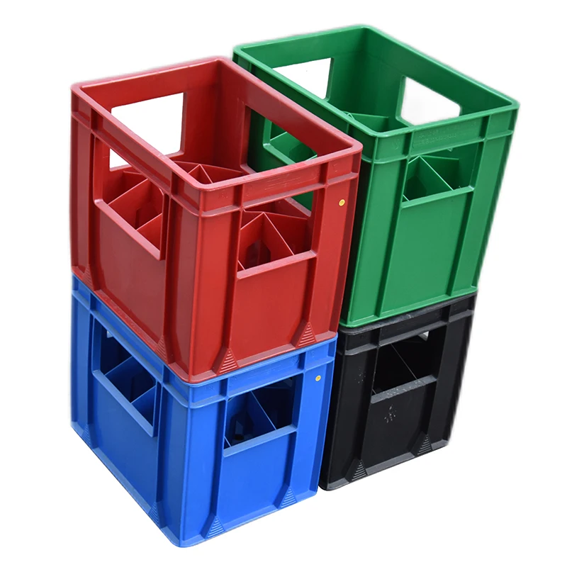 Прямая Продажа с завода 12 20 24 40 бутылок дешевые PP HDPE зеленый синий красный черный штабелируемые бутылки для вина пластиковые ящики пивных