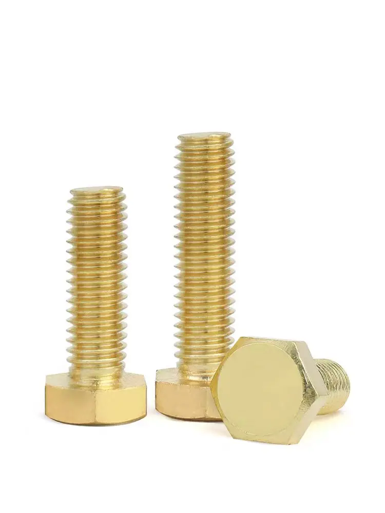 Finish Machining Brass Hexagonal Bolt DIN933 High Anti-corrosion Wear Resistance Hex Head Bolts M6 Bolt M1.6-M52