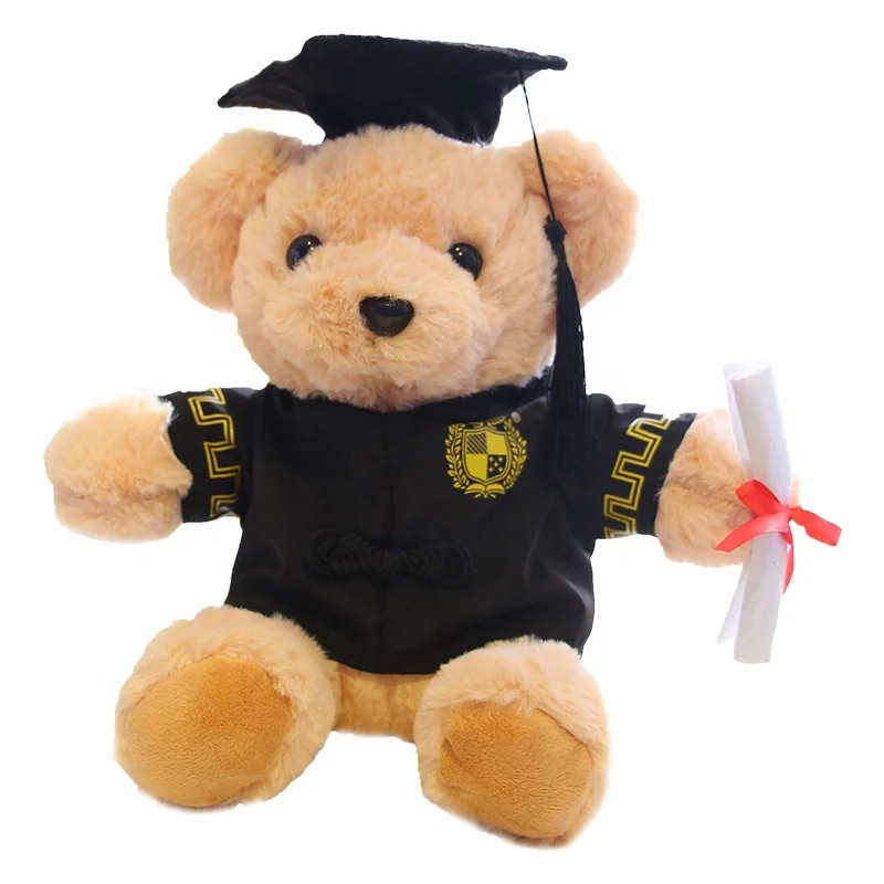 Customized university doctoral graduation gift bear logo shirt plush toy wholesale small teddy bear animal