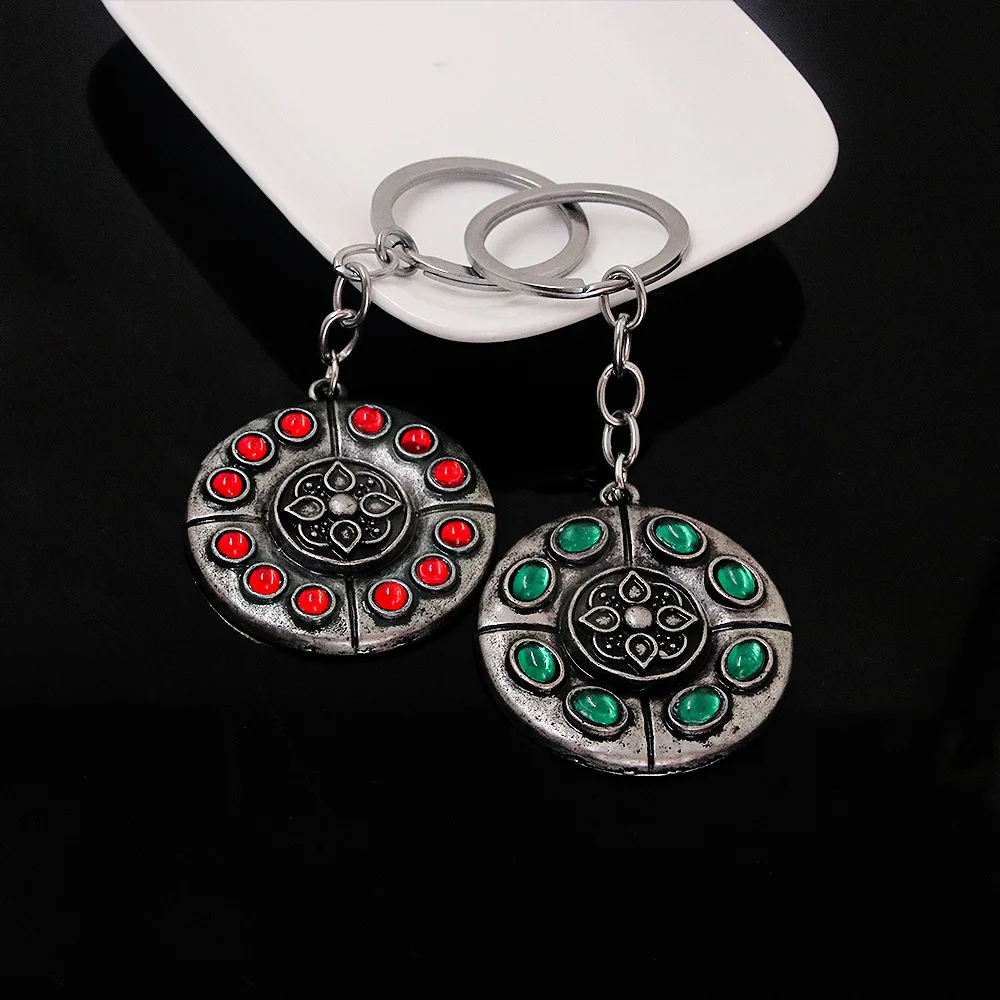 Game Keychain Elden Ring Red Green Blue Amber Amulet Key Chain Enhanced Jewel Pendant