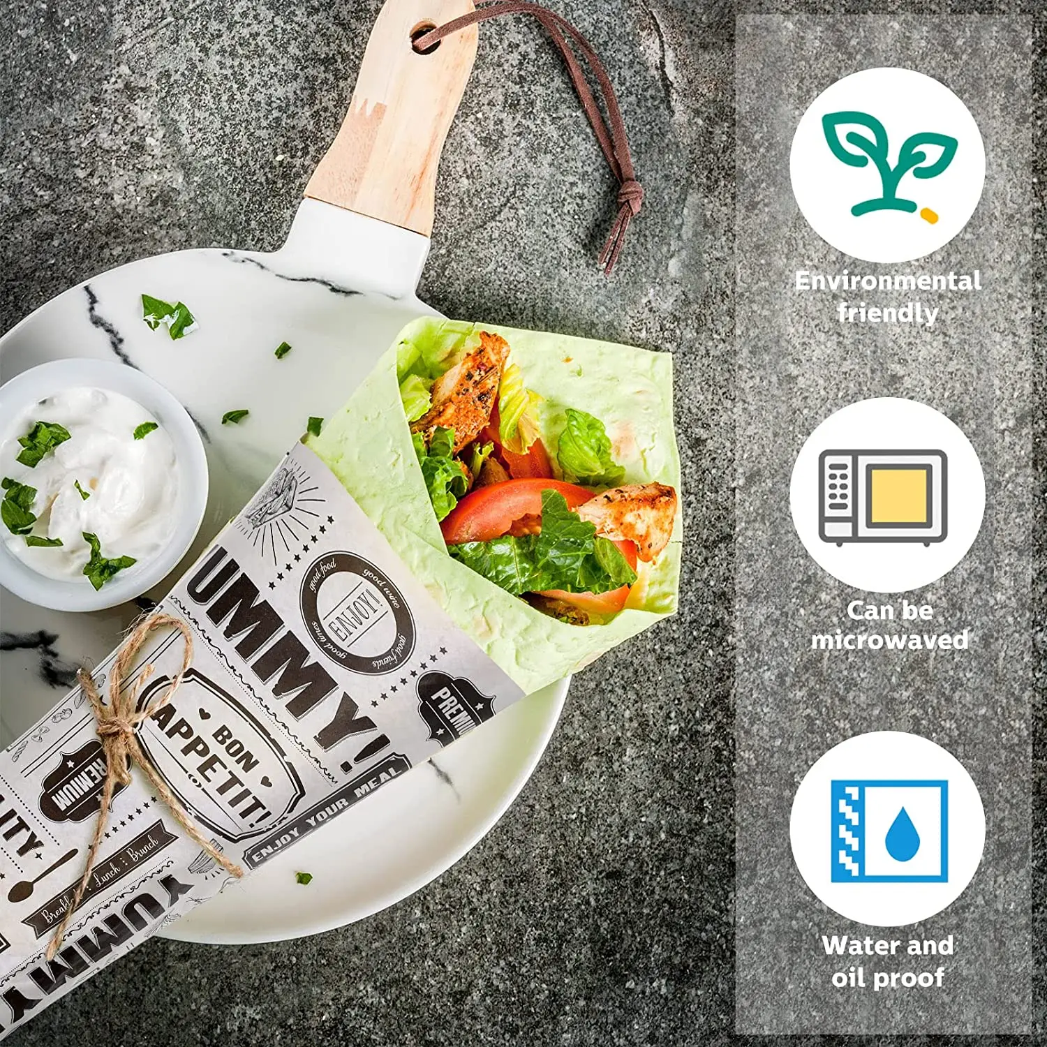 Food grade waxed paper oil proof custom logo printed grease proof food wrapping wax paper