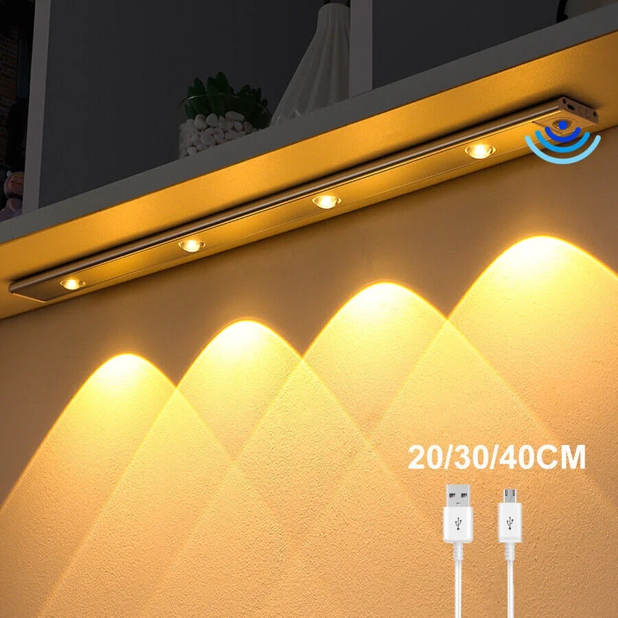 Ultra-thin Indoor Under Cabinet Lighting Aluminum Strip Kitchen Closet Lights Led Motion Sensor Light for Kitchen