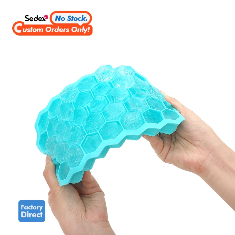 37 Holes Ice Cube Mold Honey Comb Shaped Bpa Free Custom Silicone Mini Ice Cube Tray With Lid Ice Mould