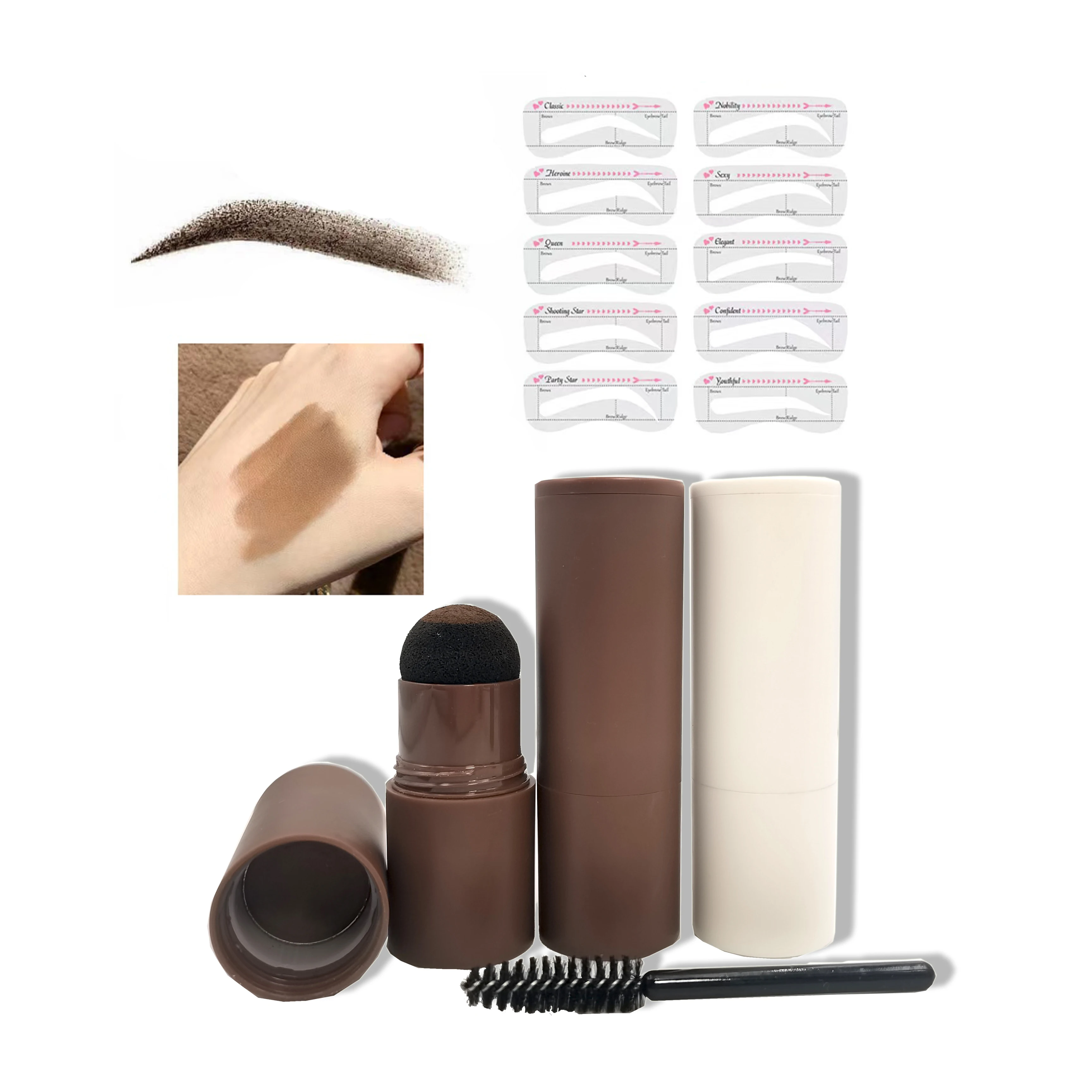 Wholesale One Step 3D Perfect Eyebrow Powder Eyebrow Stamp And Stencil Kit With Own Logo