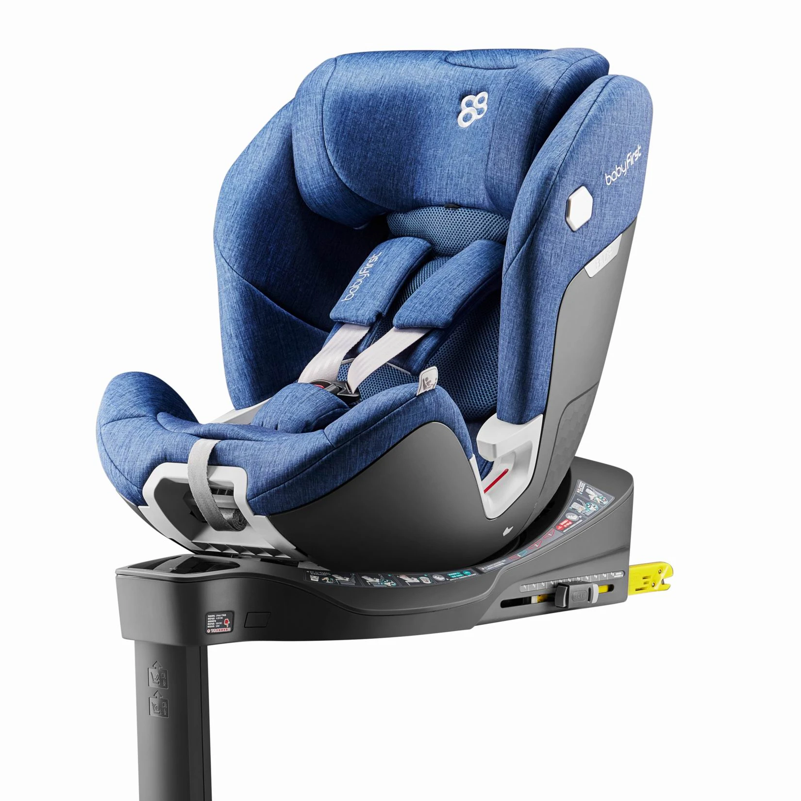 Синее детское автокресло I-size 40-105 см с ISOFIX и опорными ножками R153B