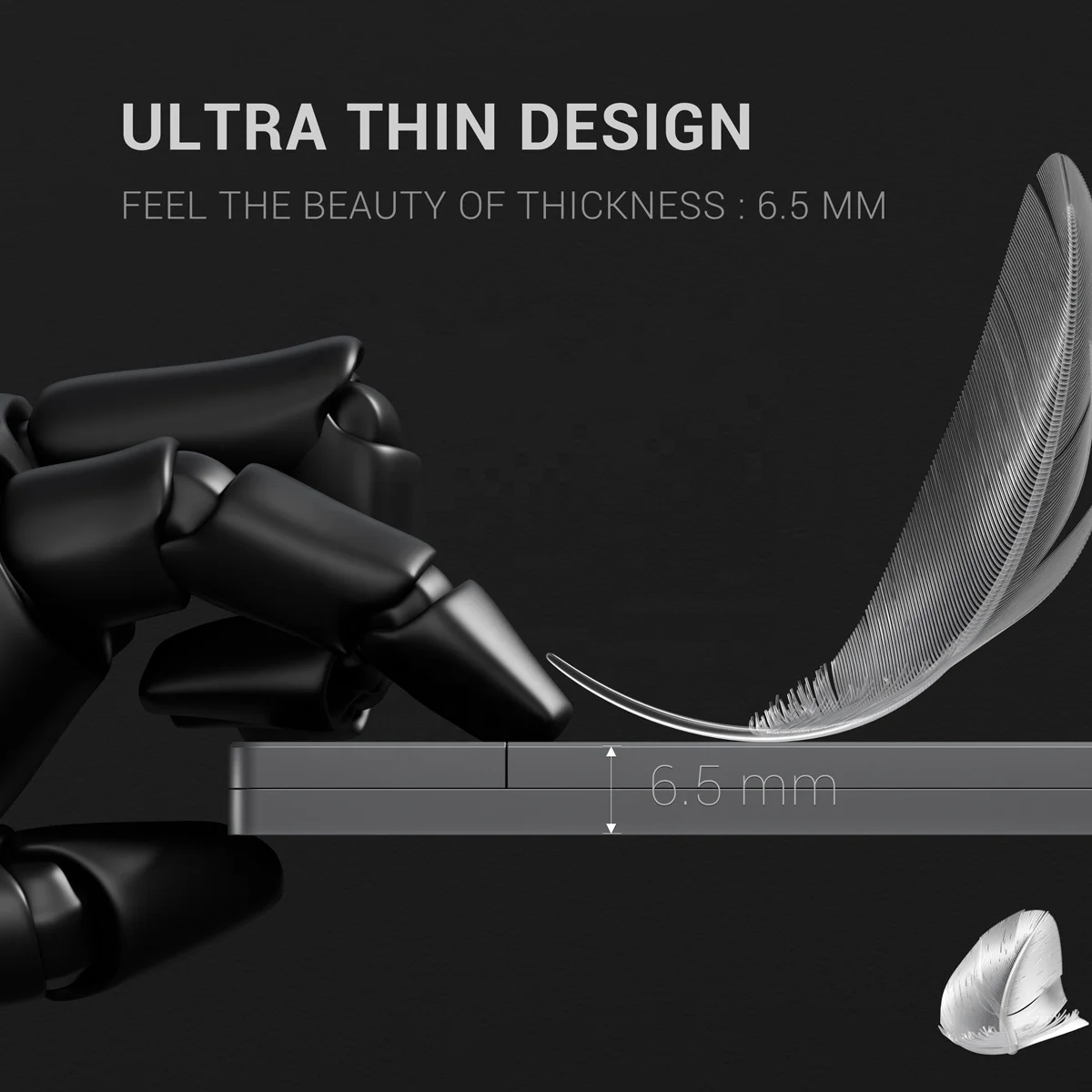 New Design 1 Gang Switch with 3 Pole Socket 6.5mm Ultra Thickness Flame Retardant Black Panel Material Wall Socket