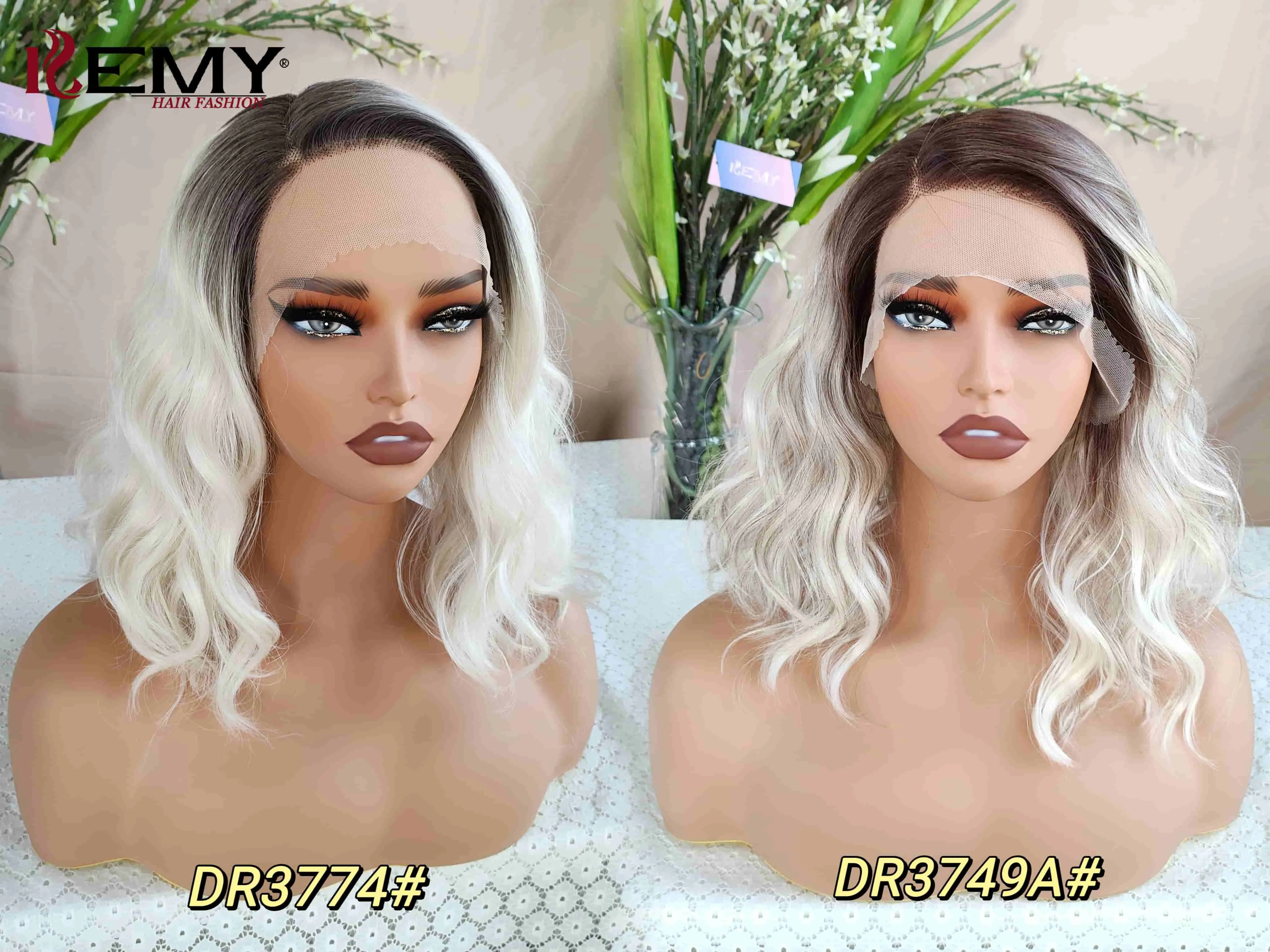 KEMY HAIR  Luxury Balayage Color Synthetic Lace Front Wig Water Wavy L Part Lacet Wig Synthetic Customized Wigs for White Women