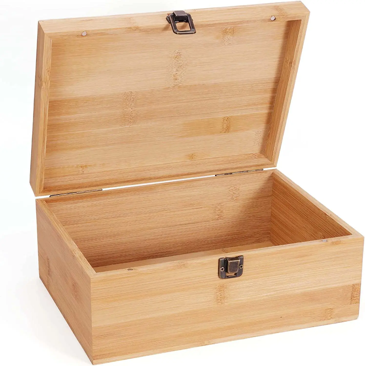 Large Natural Bamboo Wooden Storage Box for Crafts Art DIY and Home Storage Bamboo Keepsake Box for Craft Gifts