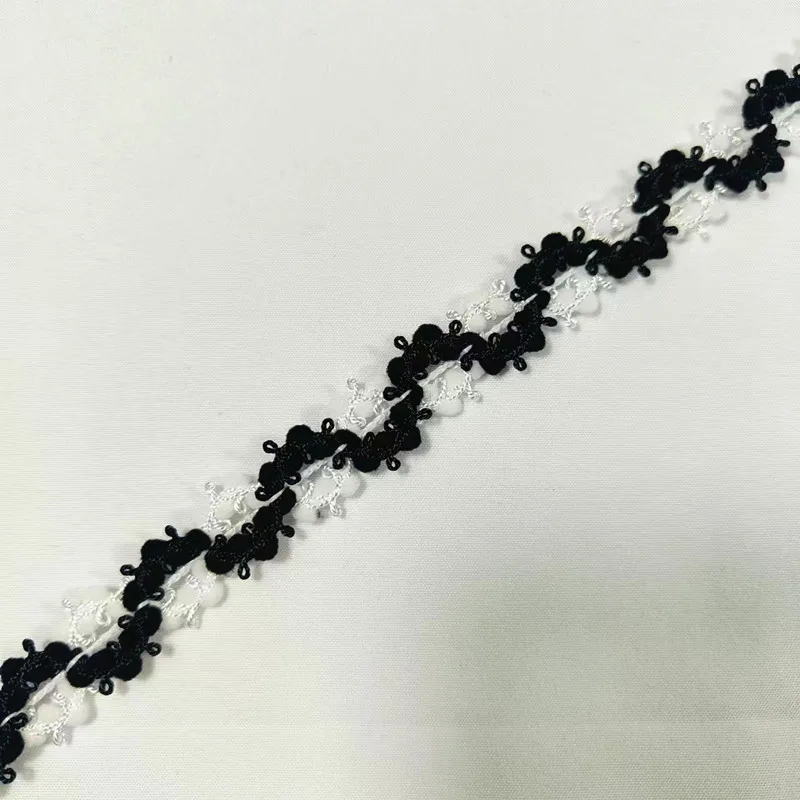 black and white fine polyester embroidery fabric Lolita dress necklace decorative bridal lace fabric
