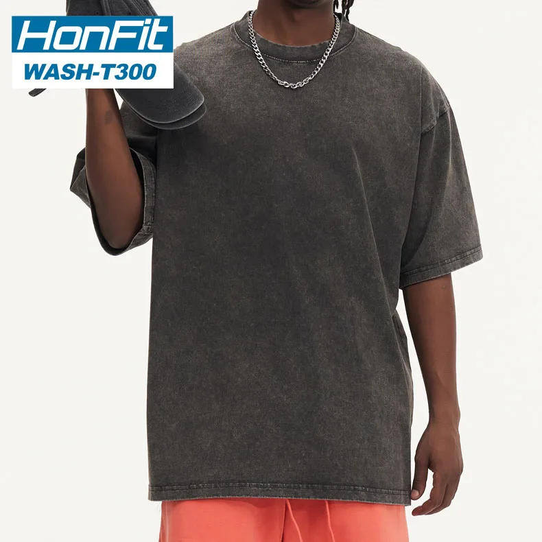 high quality custom design 300 gms cotton blank washed t shirts breathable men and women wash t shirt