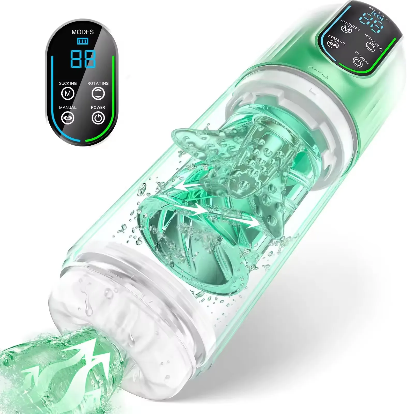 Water Bath Spinning Sucking Licking Aircraft Cup Multi Functional Visible Male Masturbation Cup With Licking Tongue