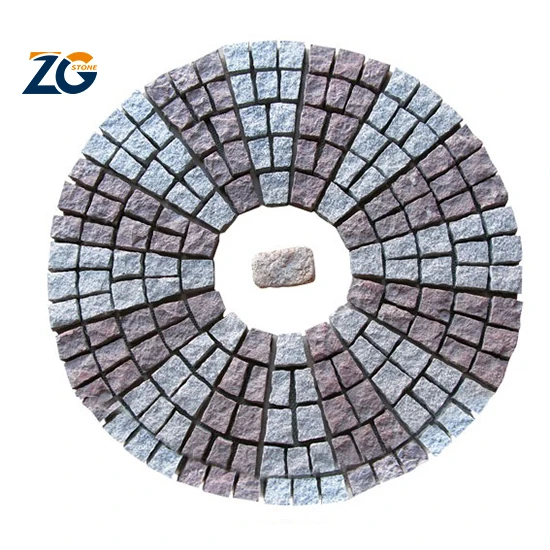 ZGSTONE Outdoor Garden Natural Paving Stone Granite Circular Pattern Medallion Paver Paving Stone Mesh Cobblestone