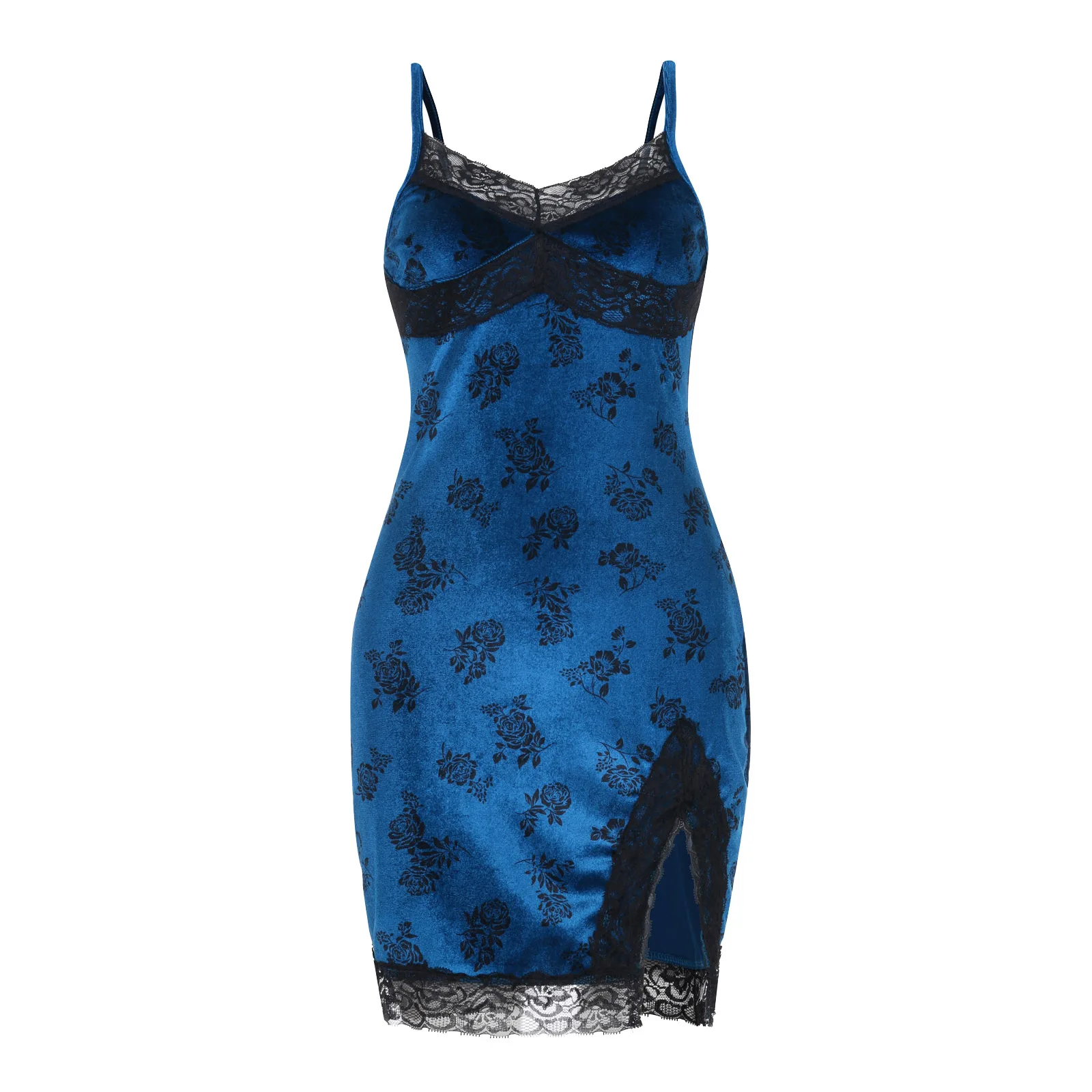 Factory Direct Selling Suspender V-neck Lace Seamless Slit Velvet Dress For Women